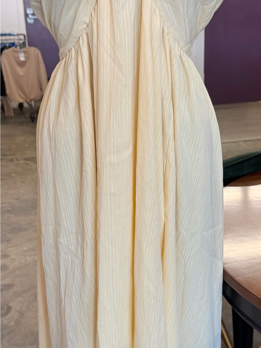 SHEIN Cream Pleated Maxi Dress